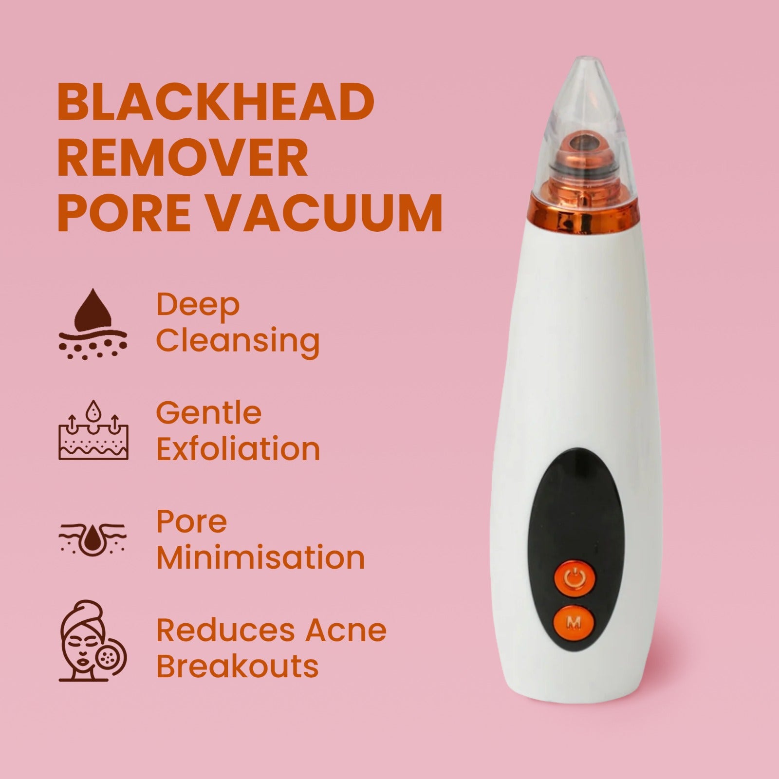 Professional Blackhead Remover Pore Vacuum Device with 6 Nozzles - White