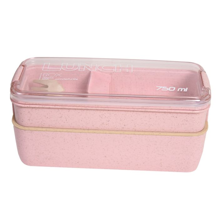 Wheat Straw Lunch Box 750 Ml - Pink Mumuso