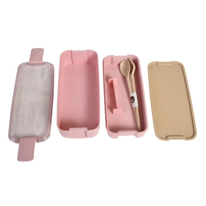 Wheat Straw Lunch Box 750 Ml - Pink Mumuso