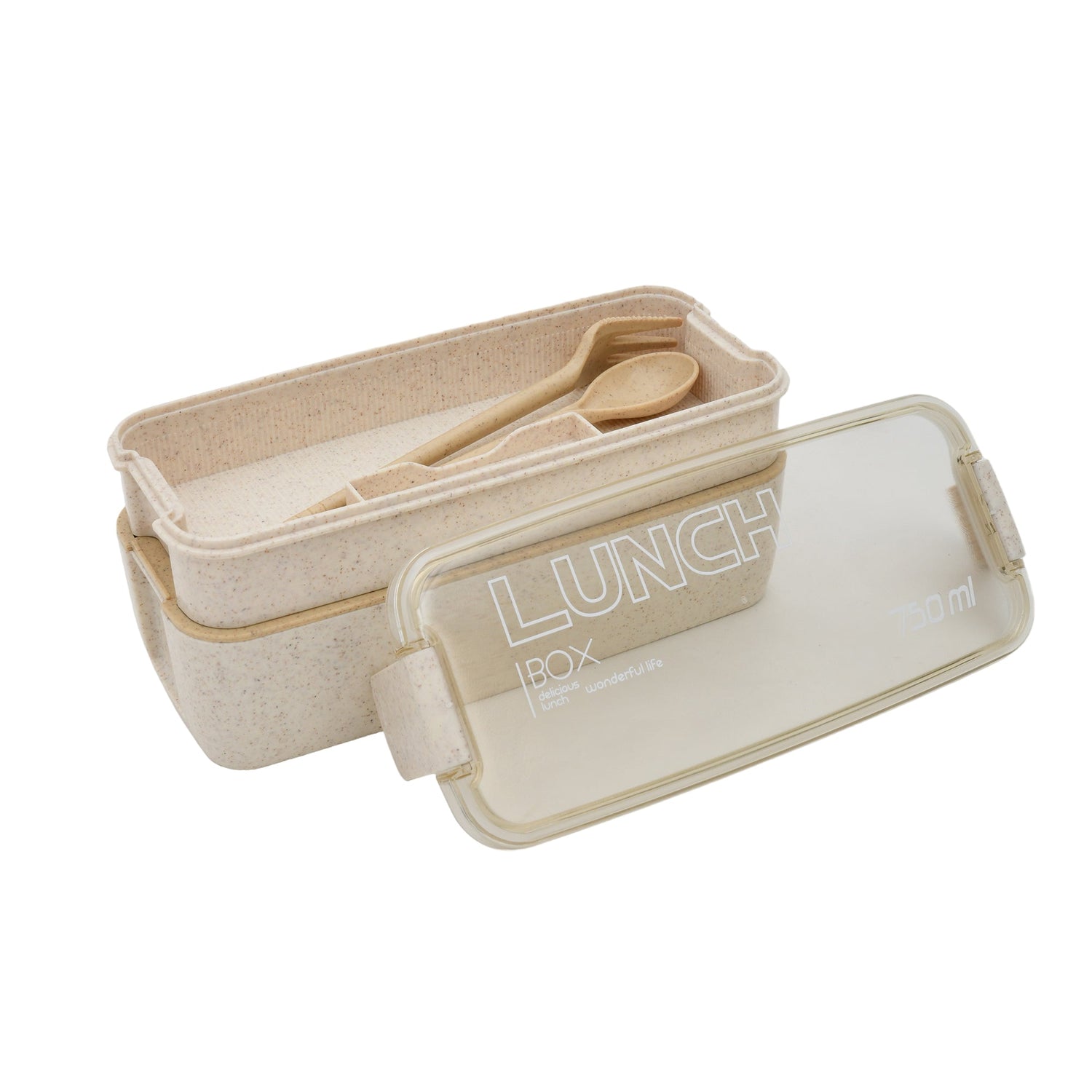 Wheat Straw Lunch Box - Apricot / 750 ml Mumuso