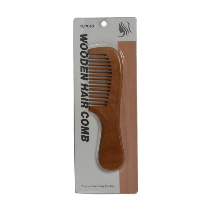 Wooden Wide-Teeth Comb with Handle Mumuso