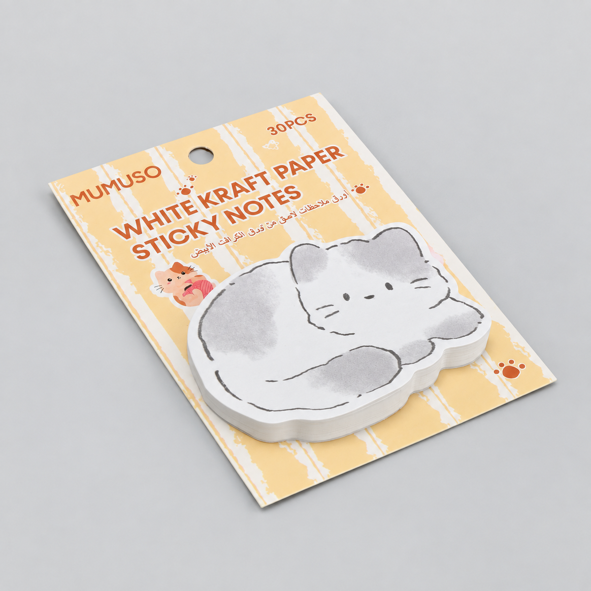 Cat-Shaped Sticky Notes - White Kraft Paper