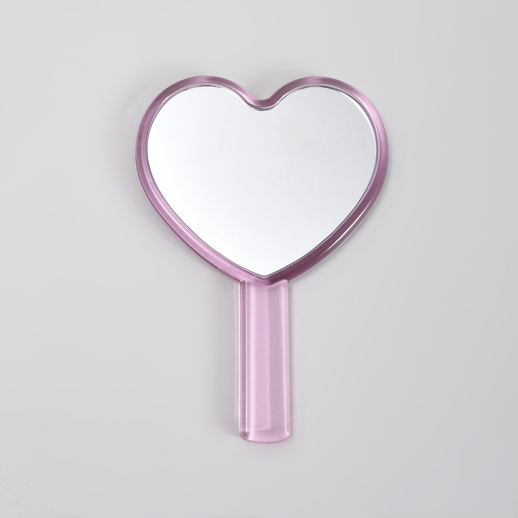Cute Cat Heart-Shaped Handheld Mirror - Pink