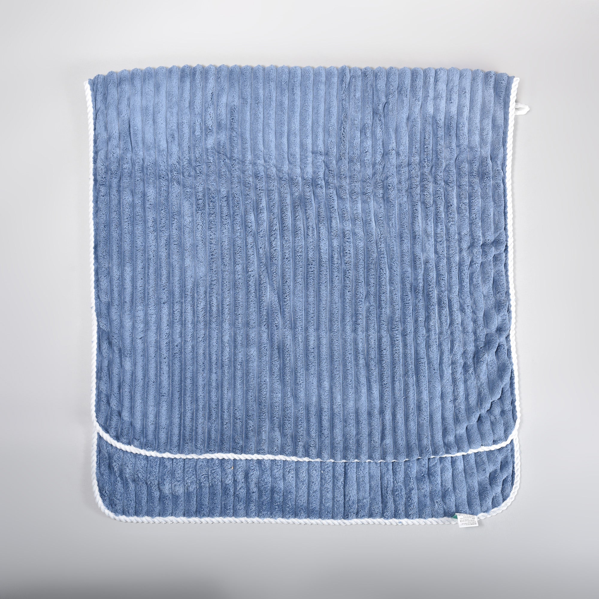 Mumuso Ribbed Coral Velvet Bath Towel: Blue