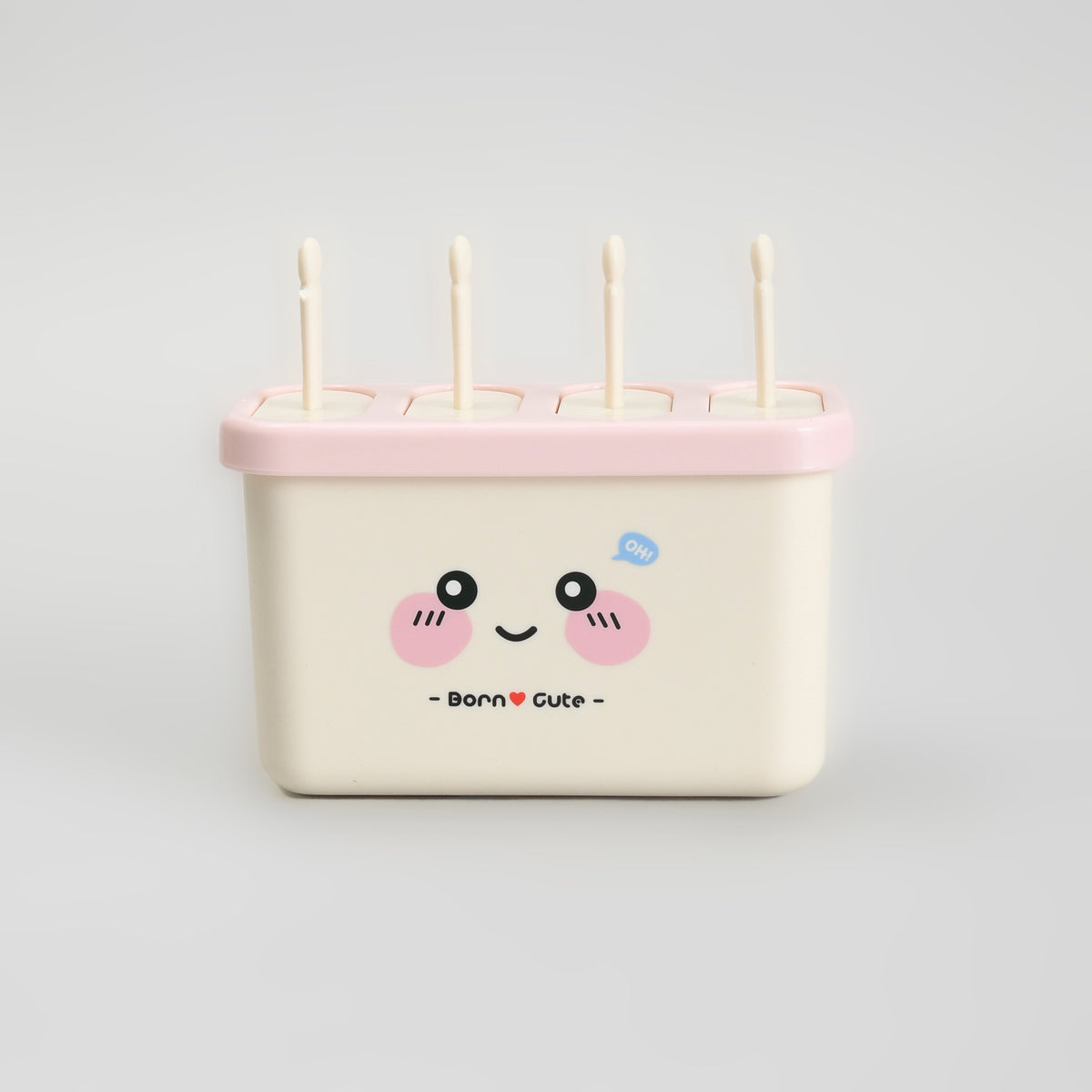 Mumuso Pink Cute Ice Pop Molds 4-Cavity