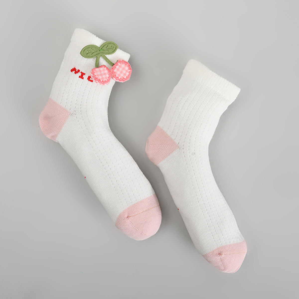 Cute Strawberry & Cherry Kids Socks – Set of 2 Pairs (7-9 years)