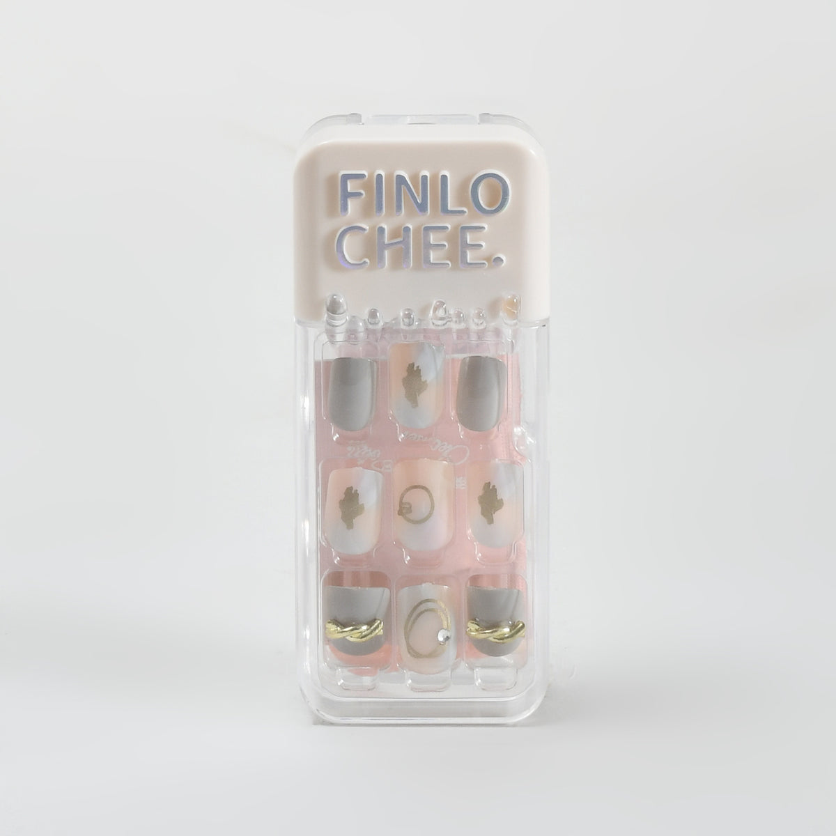 Press-On Nail Wraps Set - Soft Glow / Grey & Light Pink