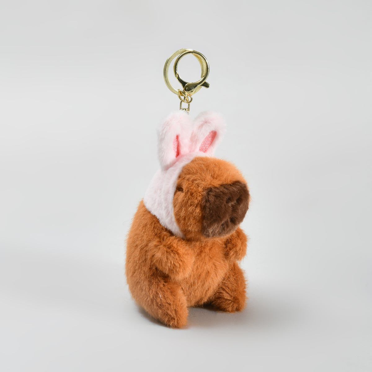 Capybara with Cartoon Hat Bag Charm cum Key Pendant - Brown & Pink