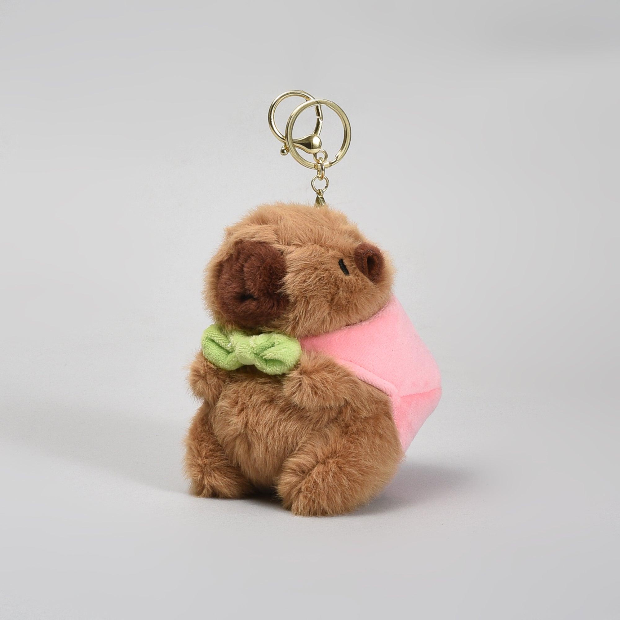 Cute Plush Animal Keychain (Capybara & Peach)