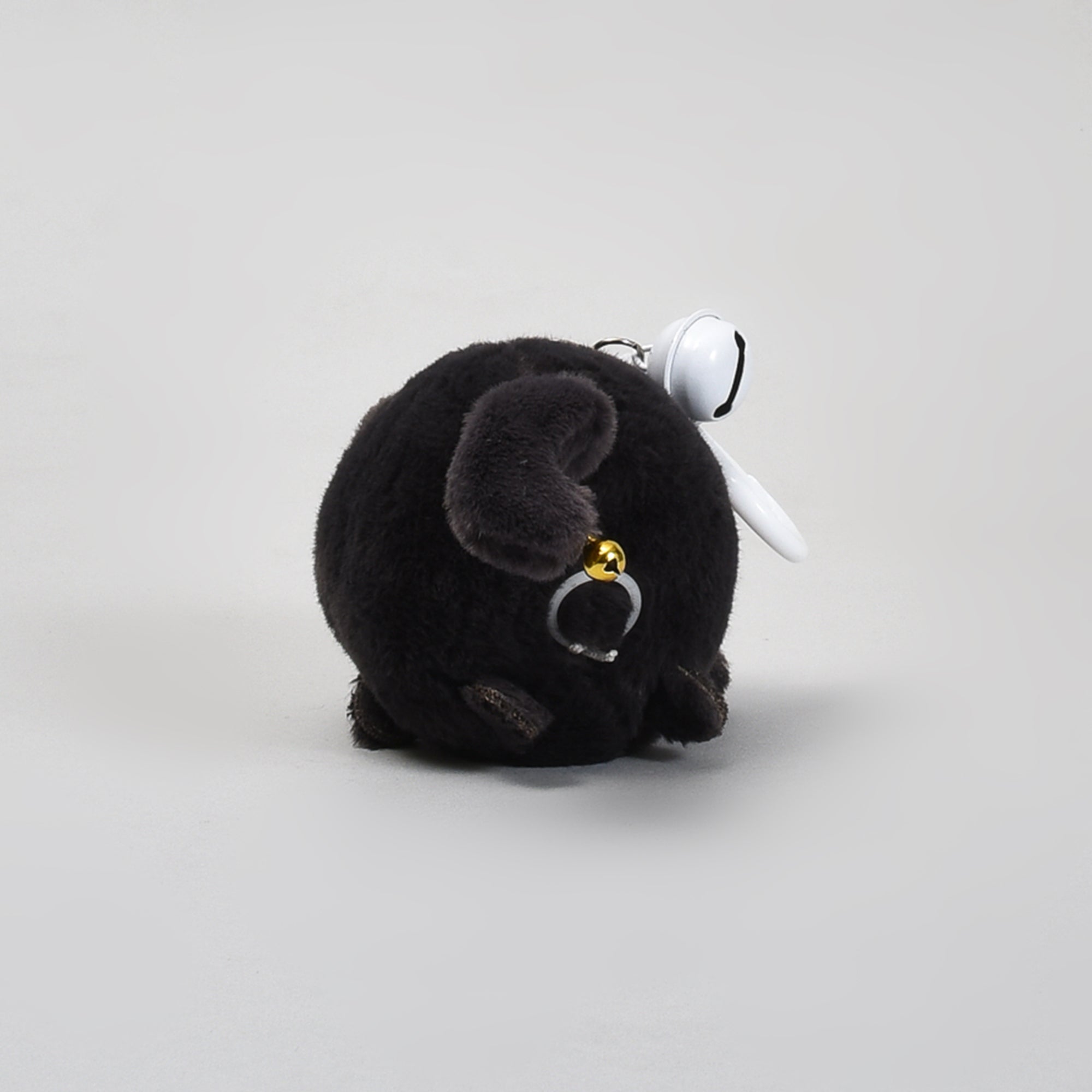 Ultra Cute Black Cat Plush Keychain with Bell and Wagging Tail