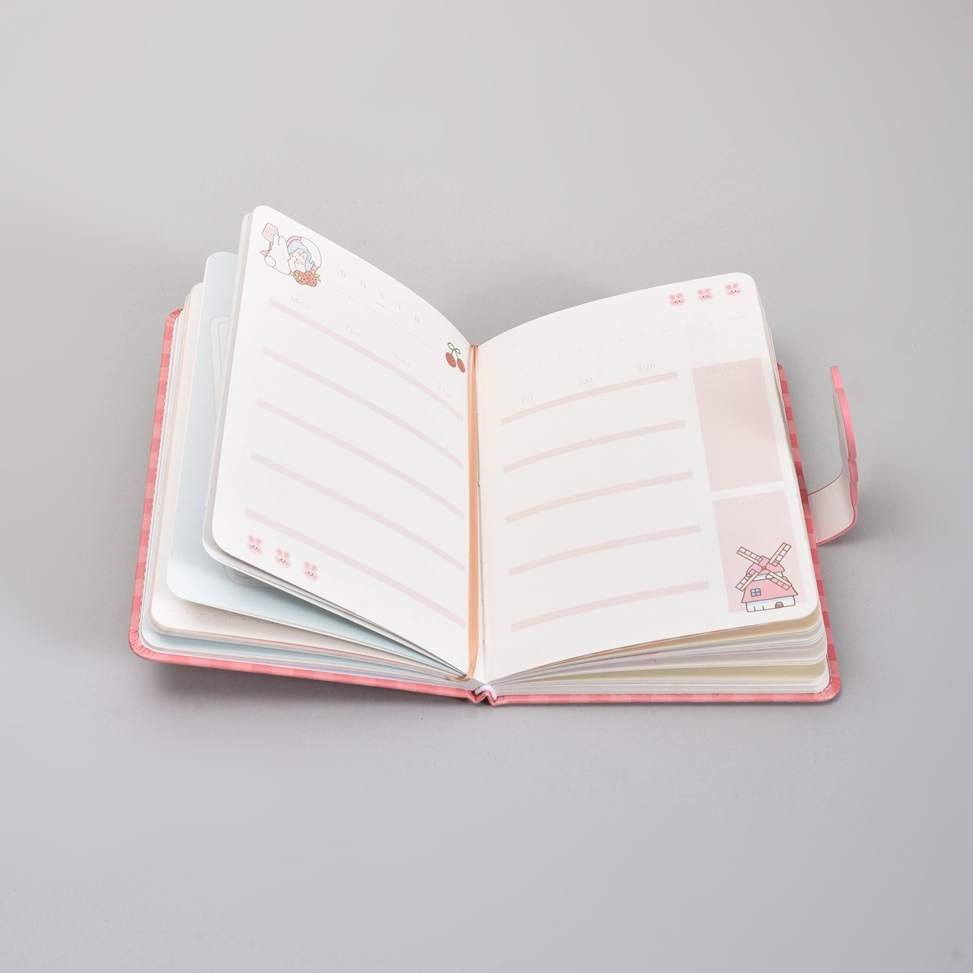 36K Leather Cherry Bomb Magnetic Lock Planner Diary- Red