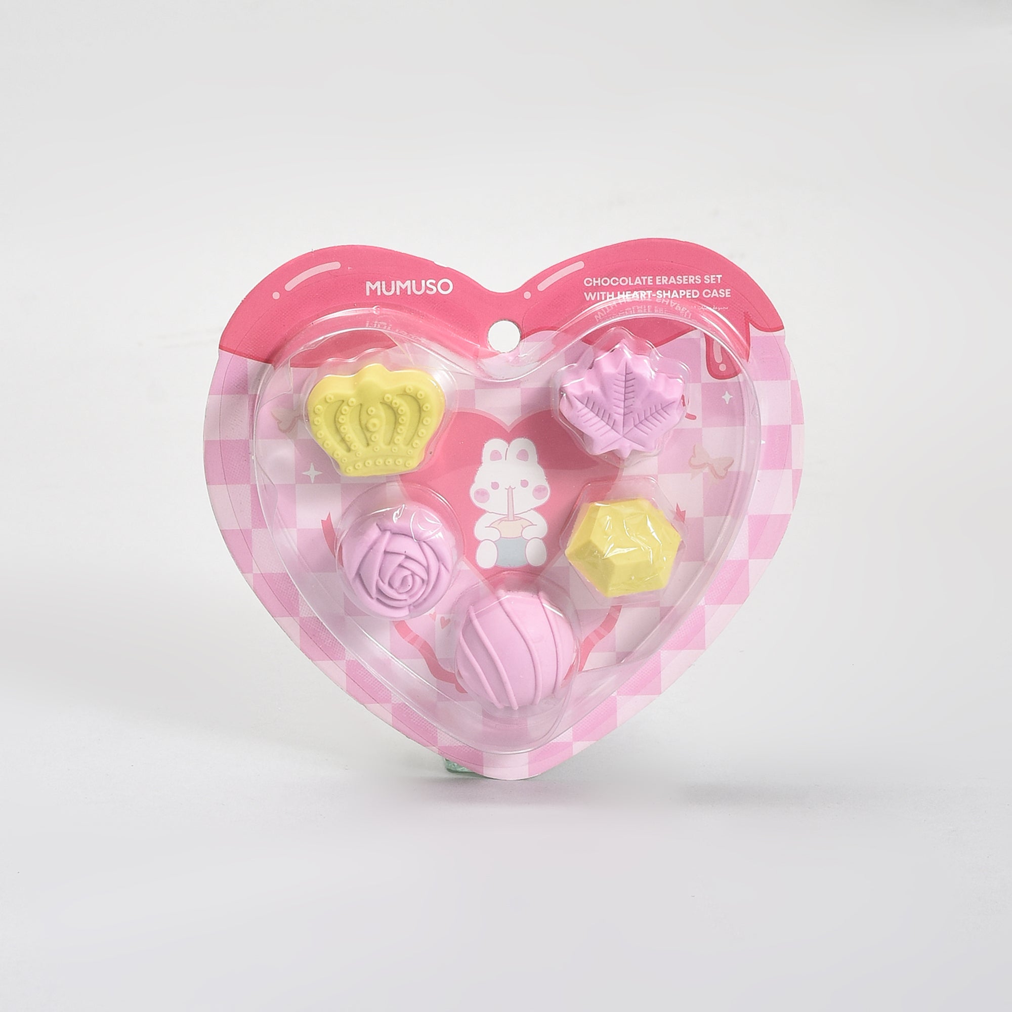 Eraser Set with Heart Shaped Case- 5 mini eraser