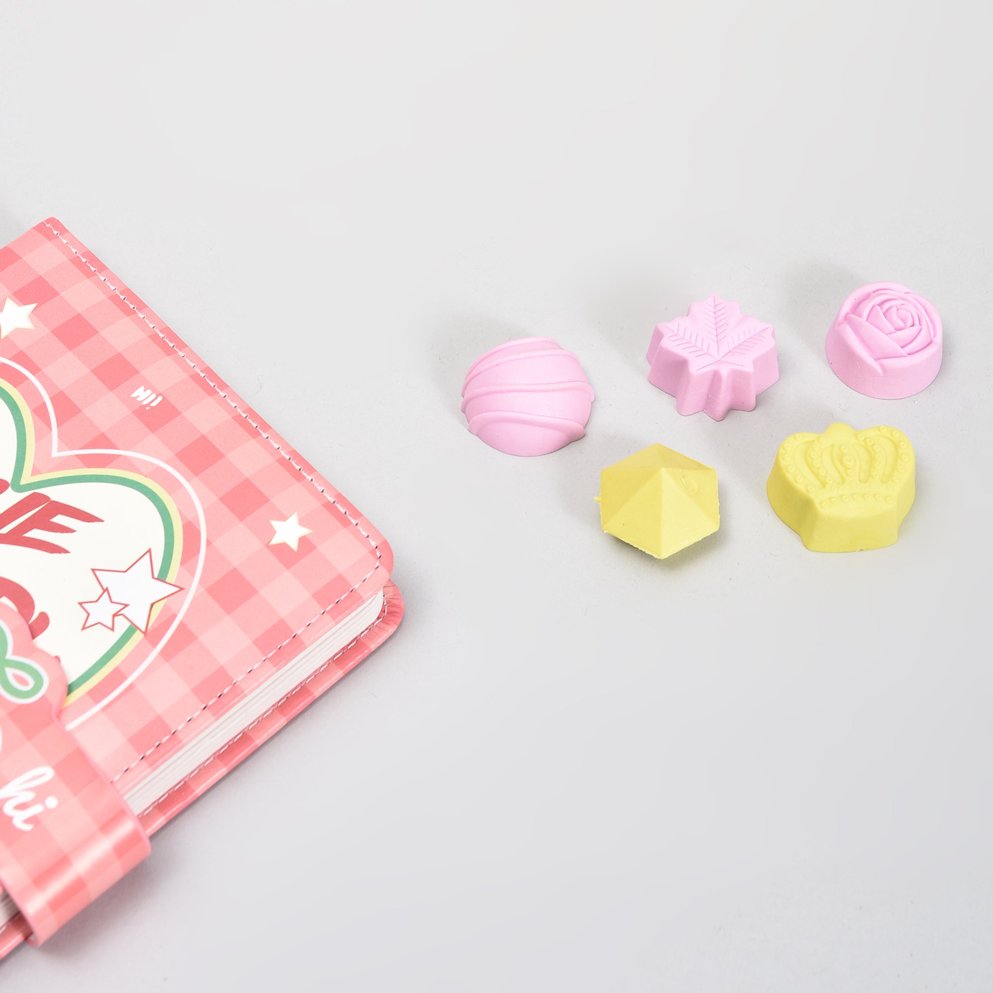 Eraser Set with Heart Shaped Case- 5 mini eraser