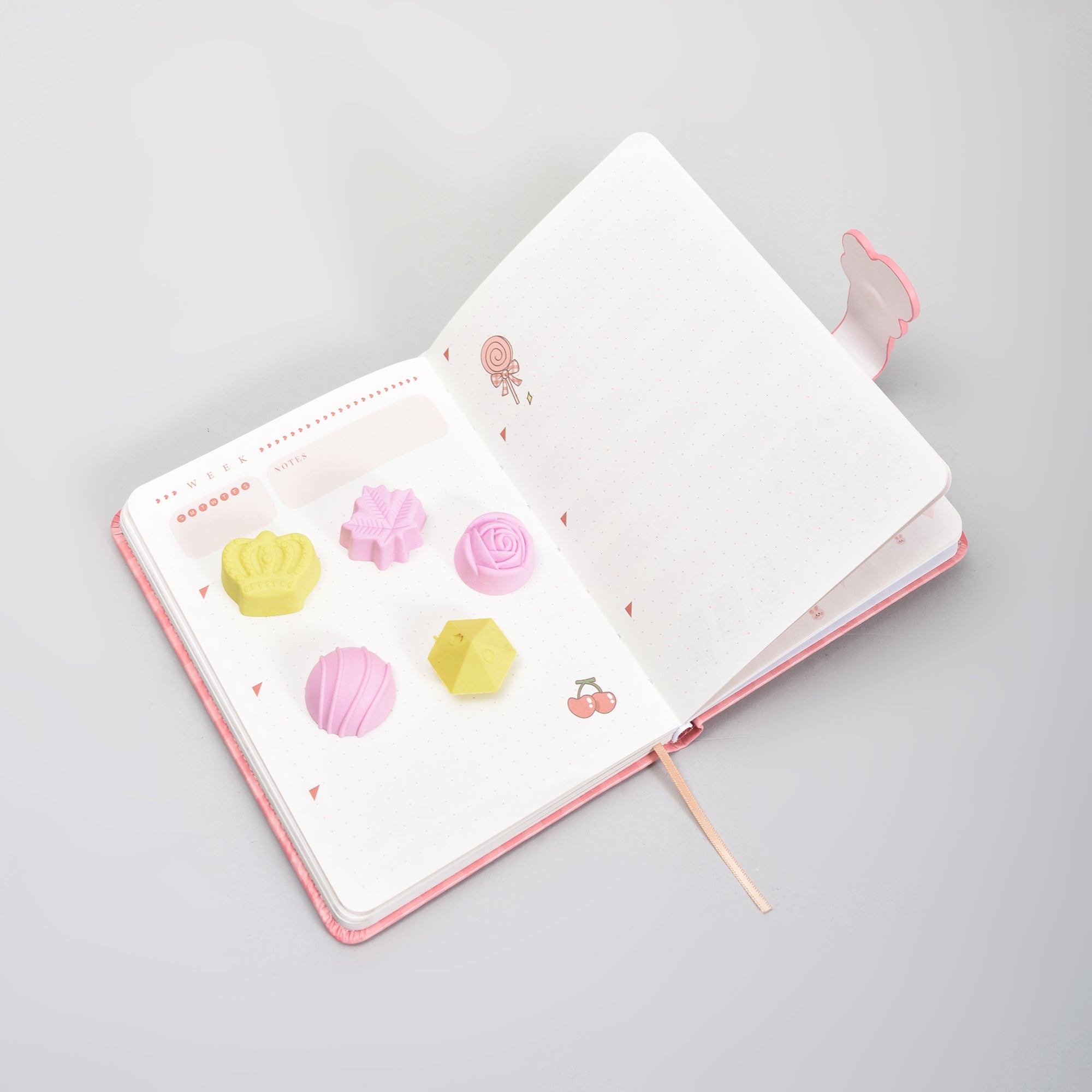 Eraser Set with Heart Shaped Case- 5 mini eraser