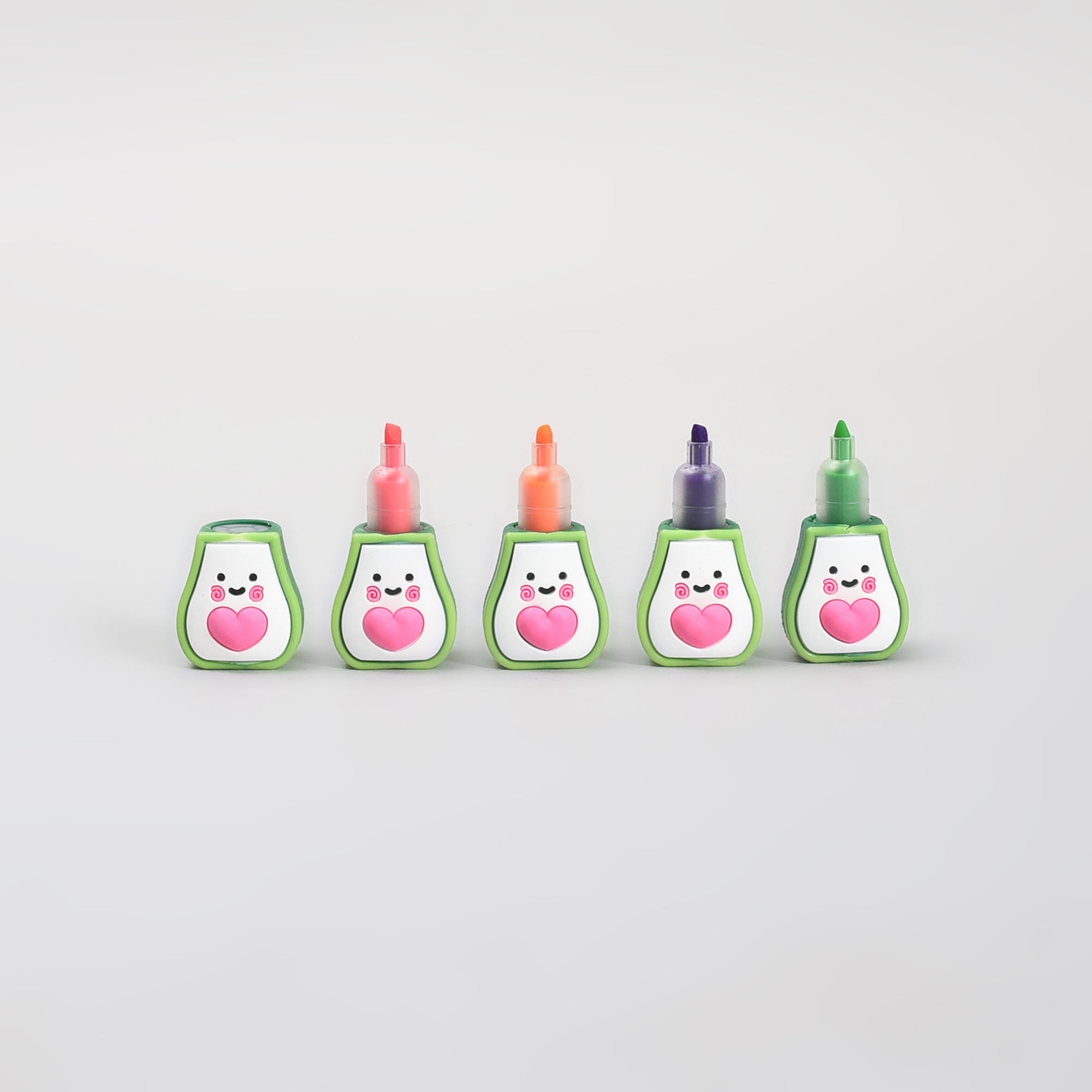 Adorable Avocado Mini Highlighter Marker Set- Purple/ Pink/ Orange/ Green