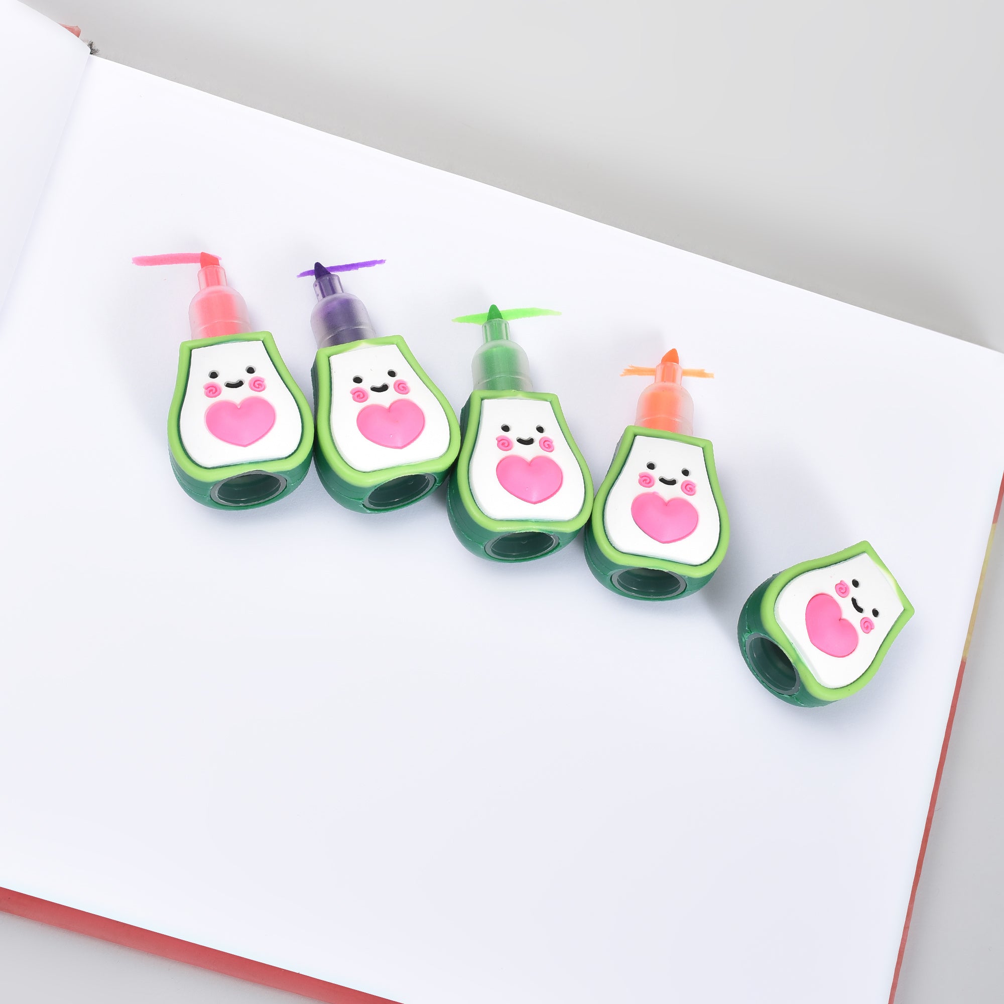 Adorable Avocado Mini Highlighter Marker Set- Purple/ Pink/ Orange/ Green
