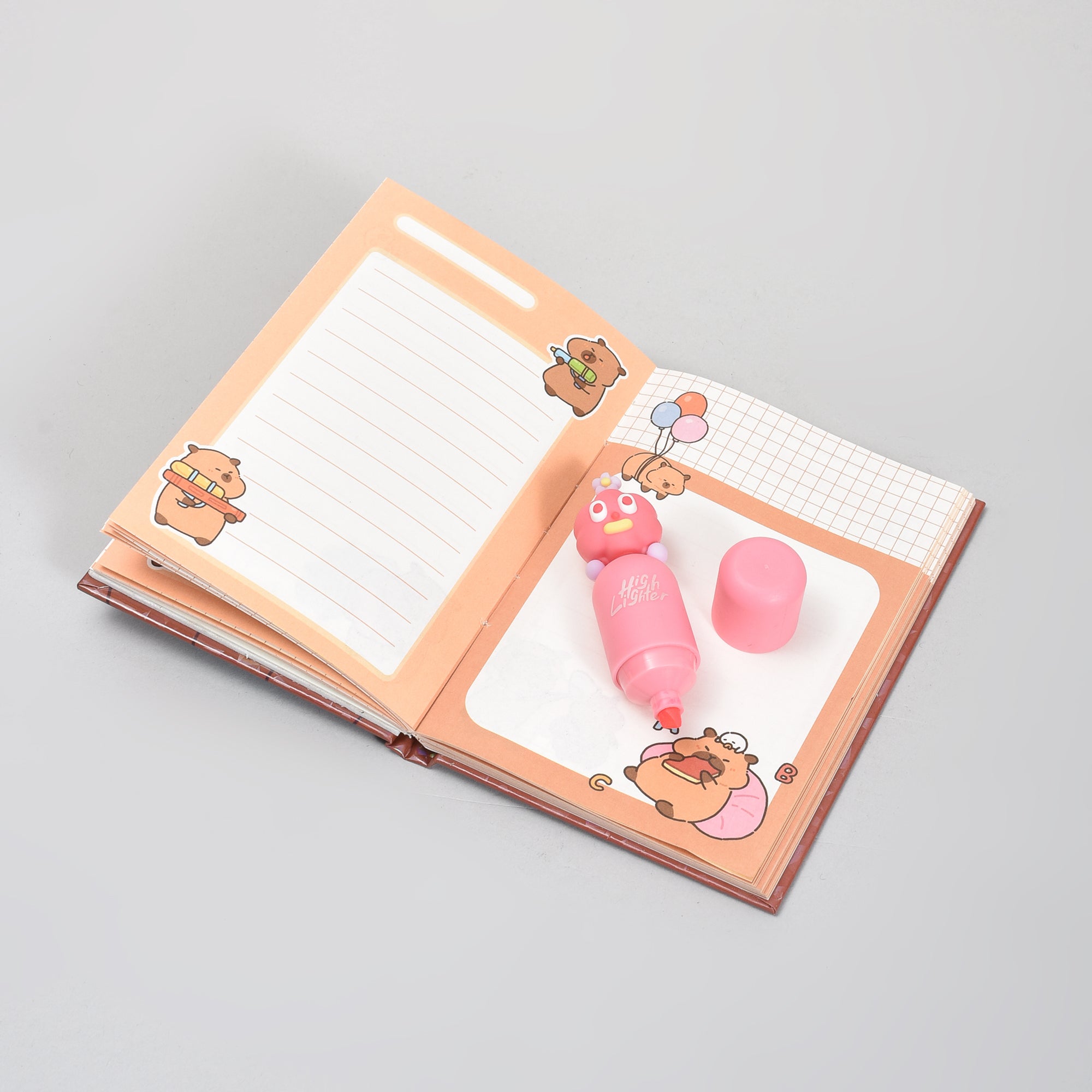 Cute Big-Eyed Pink Monster Mini Highlighter Pen- Pink Colour