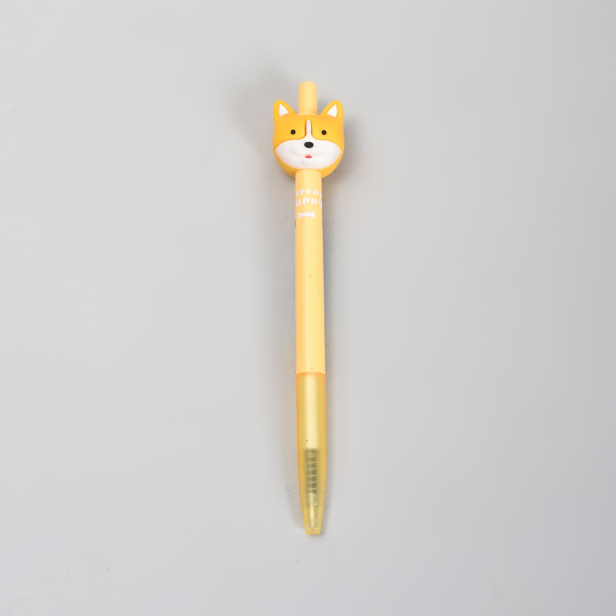Yellow Corgi Retractable Ball Point Pen- Black
