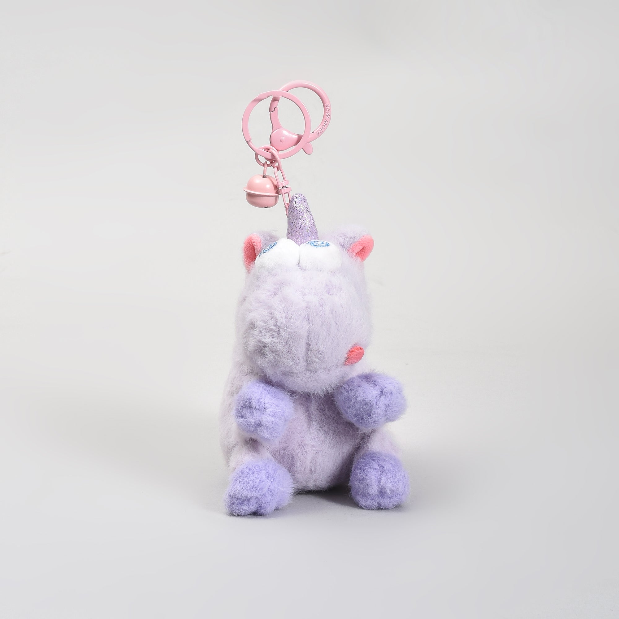 Plush Unicorn Keychain with Tousled Hair- Purple and Pink