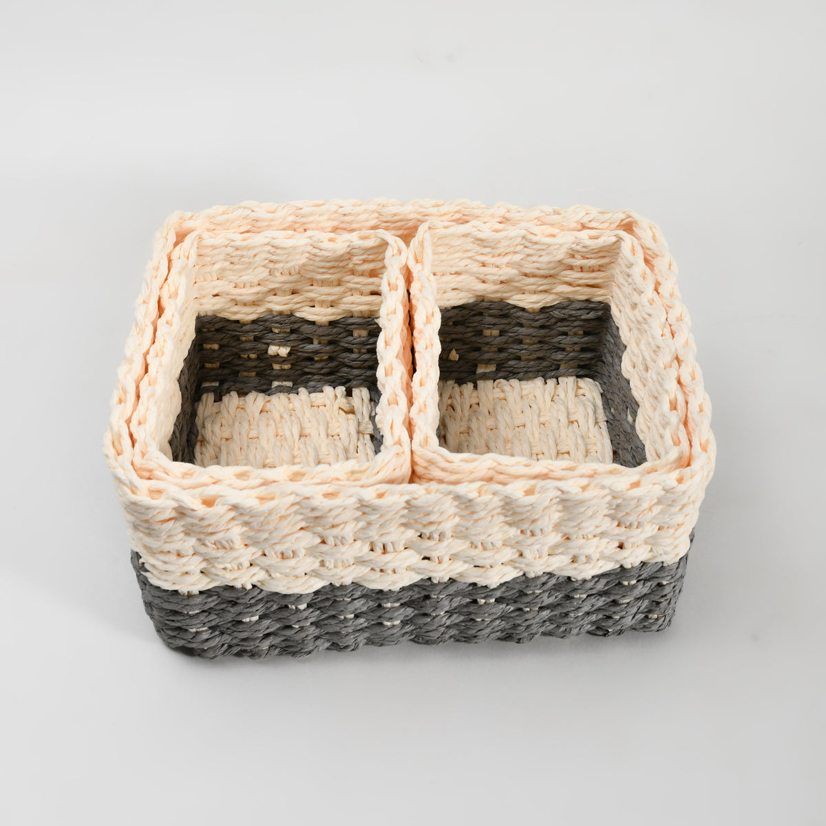 Paper Rope Woven Storage Basket Set - 3 Pcs set