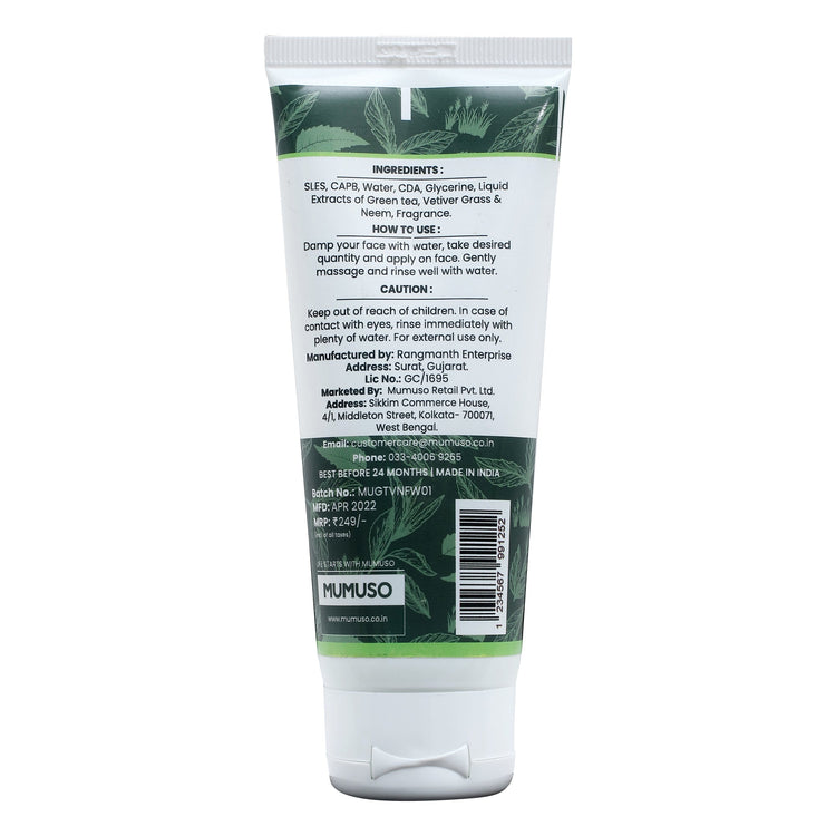 Green Tea, Vetiver & Neem Face Wash - 100 ml Mumuso