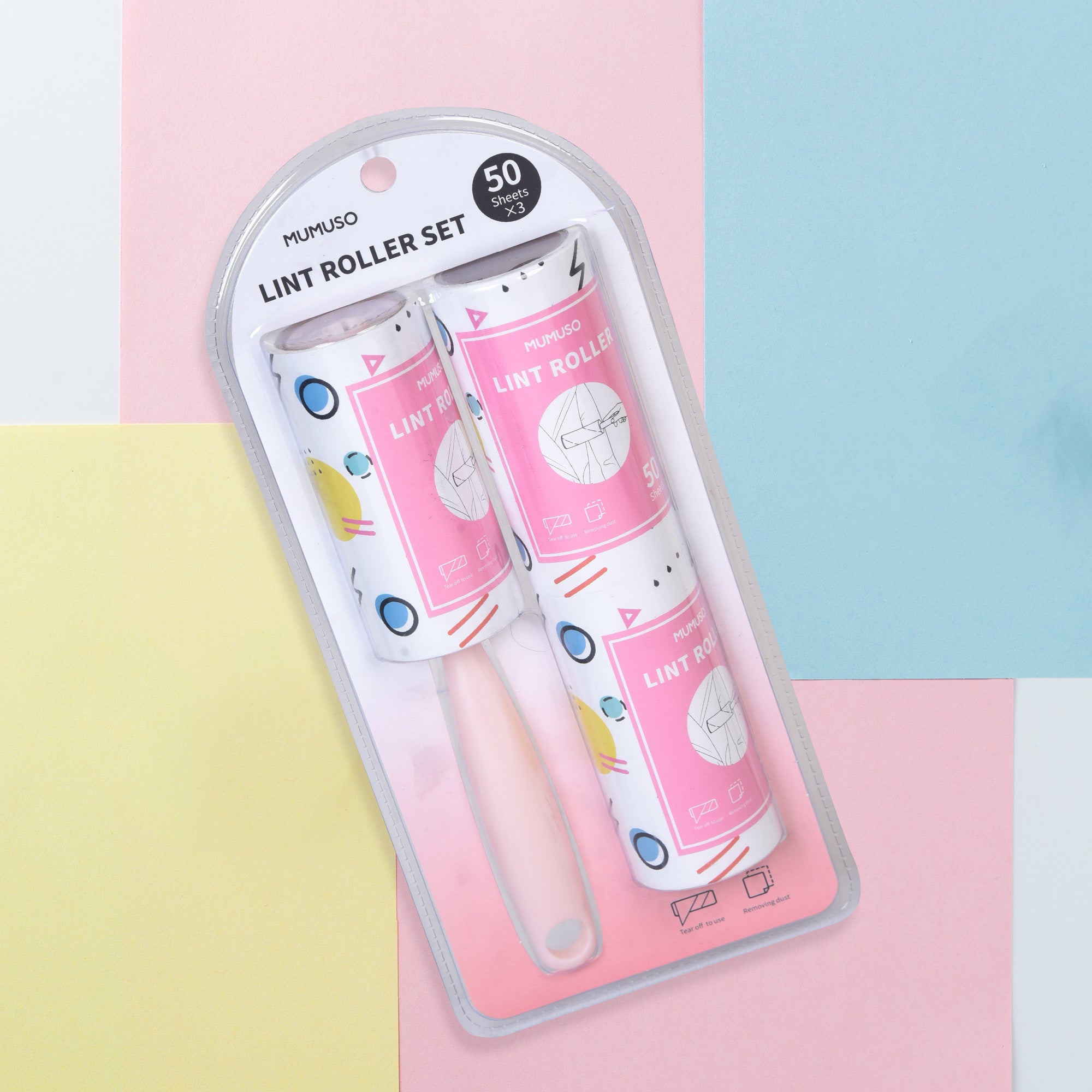 Lint Roller Set - Pink Mumuso