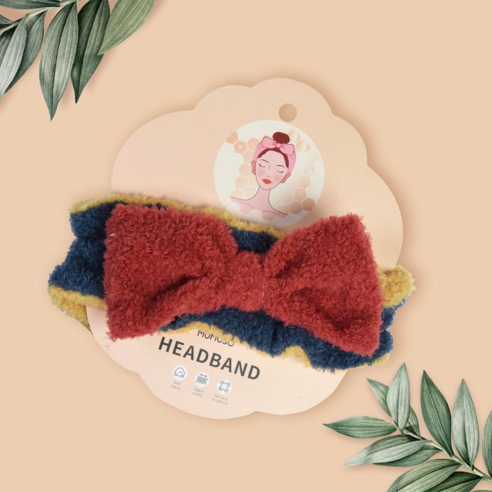 Plush Bowtie Headband - Blue Mumuso