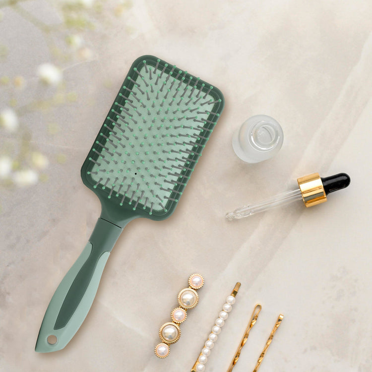 Rectangular Air Cushion Hair Brush - Green Mumuso