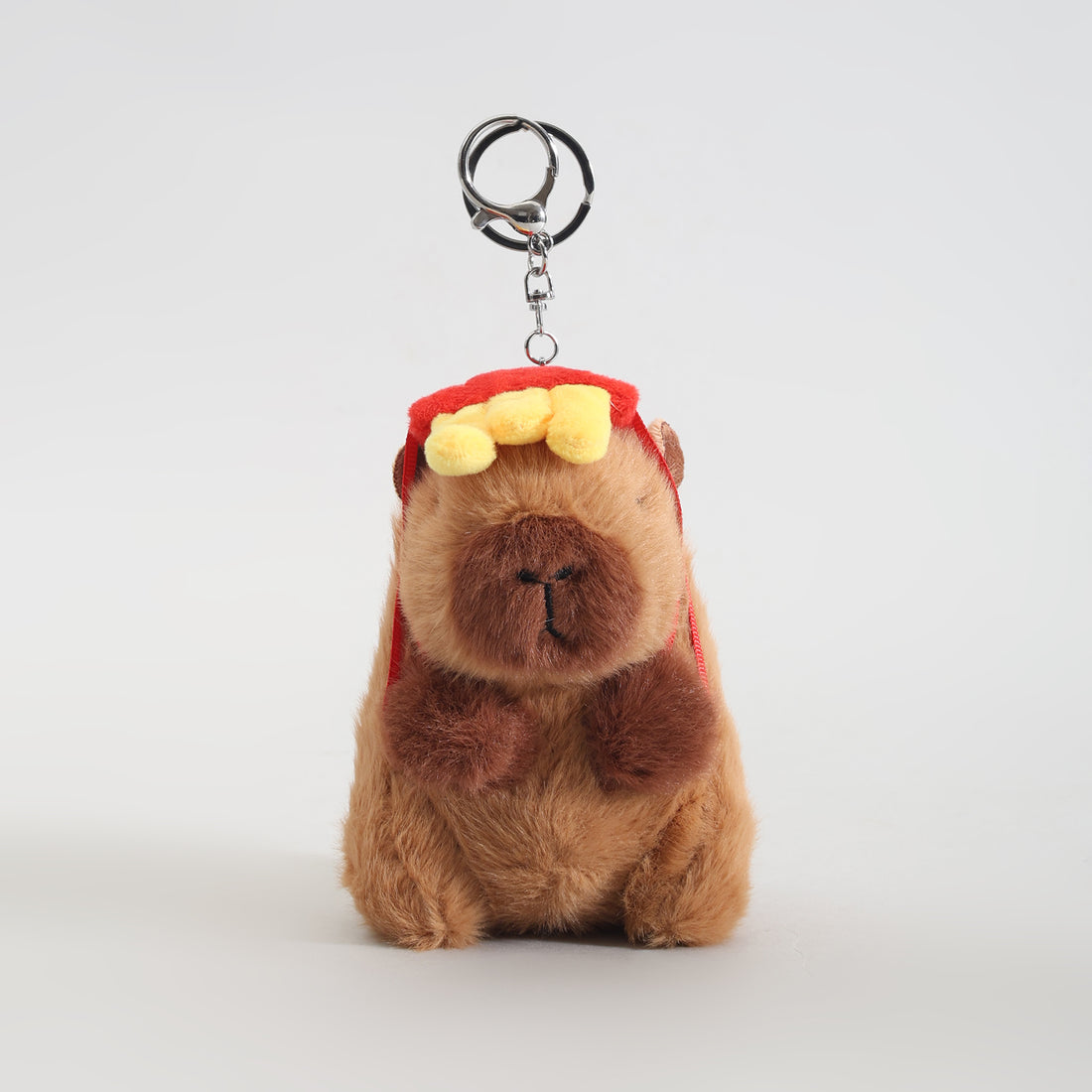 Cute Capybara Plush Keychain with French Fries Hat- Kawaii Bag Charm