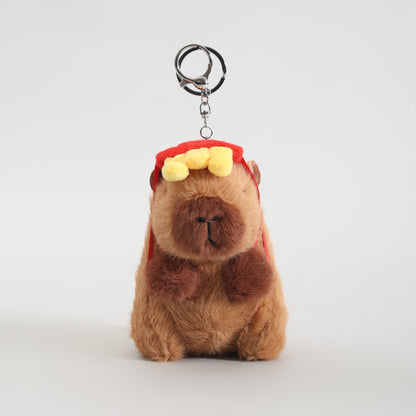 Cute Capybara Plush Keychain with French Fries Hat- Kawaii Bag Charm