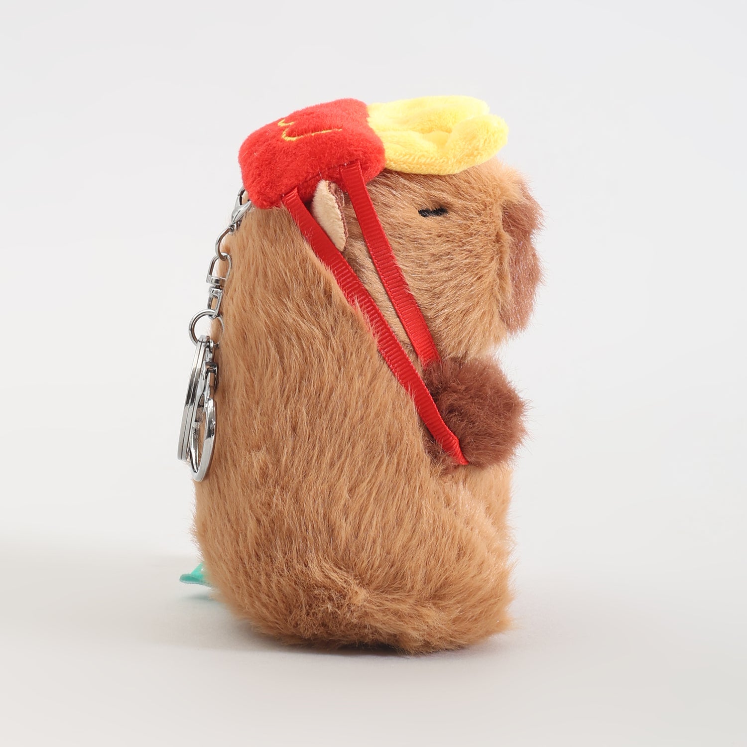 Cute Capybara Plush Keychain with French Fries Hat- Kawaii Bag Charm