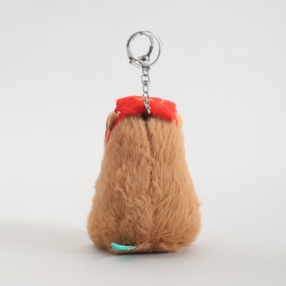 Cute Capybara Plush Keychain with French Fries Hat- Kawaii Bag Charm
