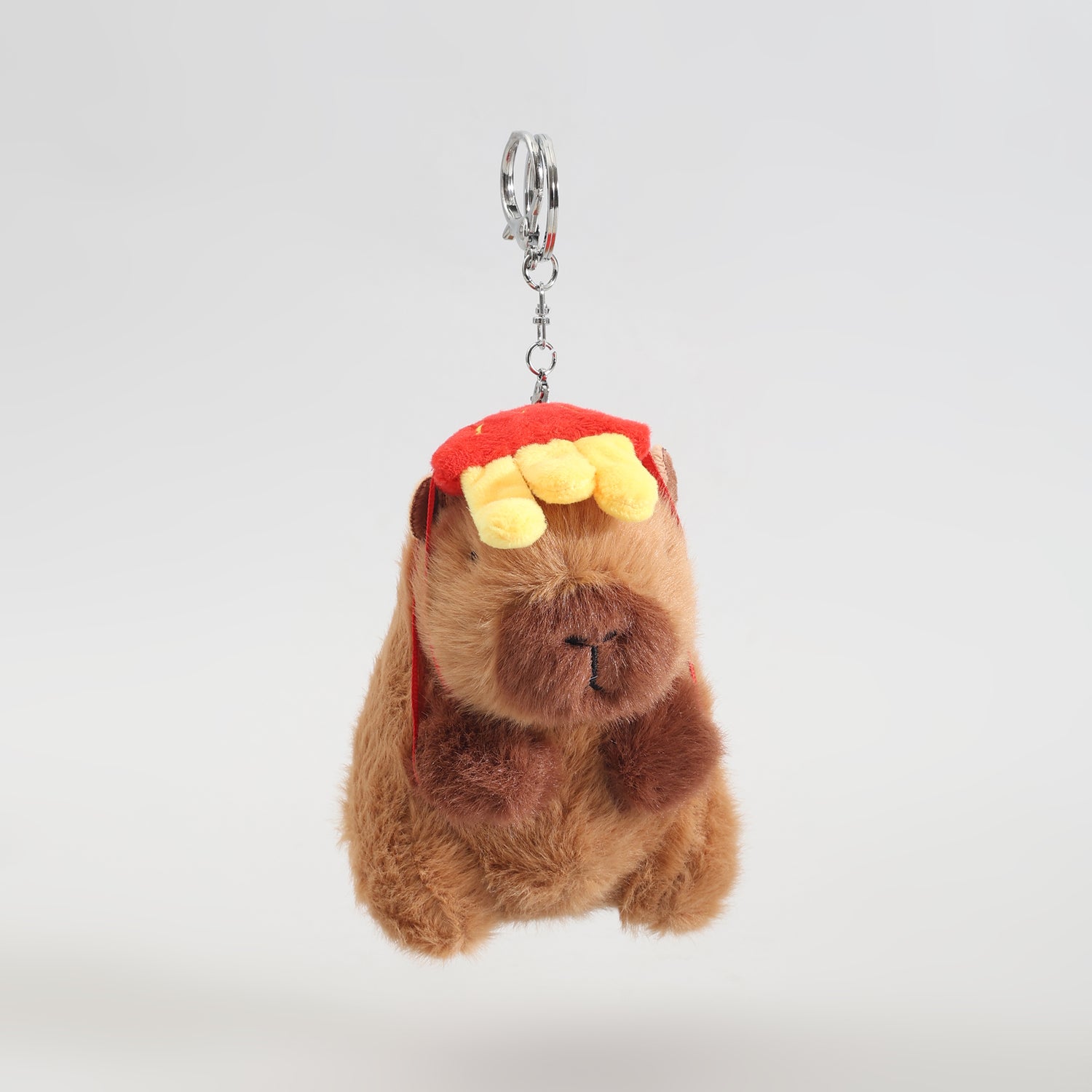 Cute Capybara Plush Keychain with French Fries Hat- Kawaii Bag Charm