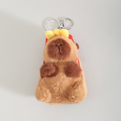Cute Capybara Plush Keychain with French Fries Hat- Kawaii Bag Charm
