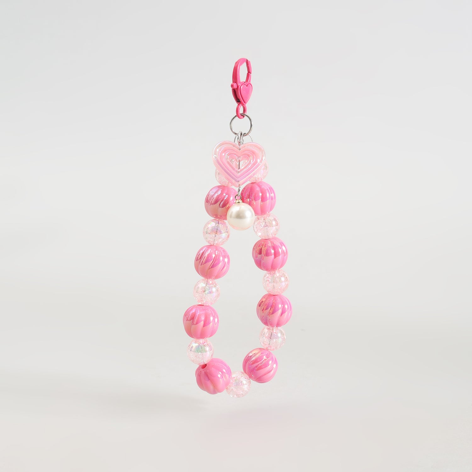 Cute Heart Beaded Phone Charm Wrist Strap- Assorted Colours