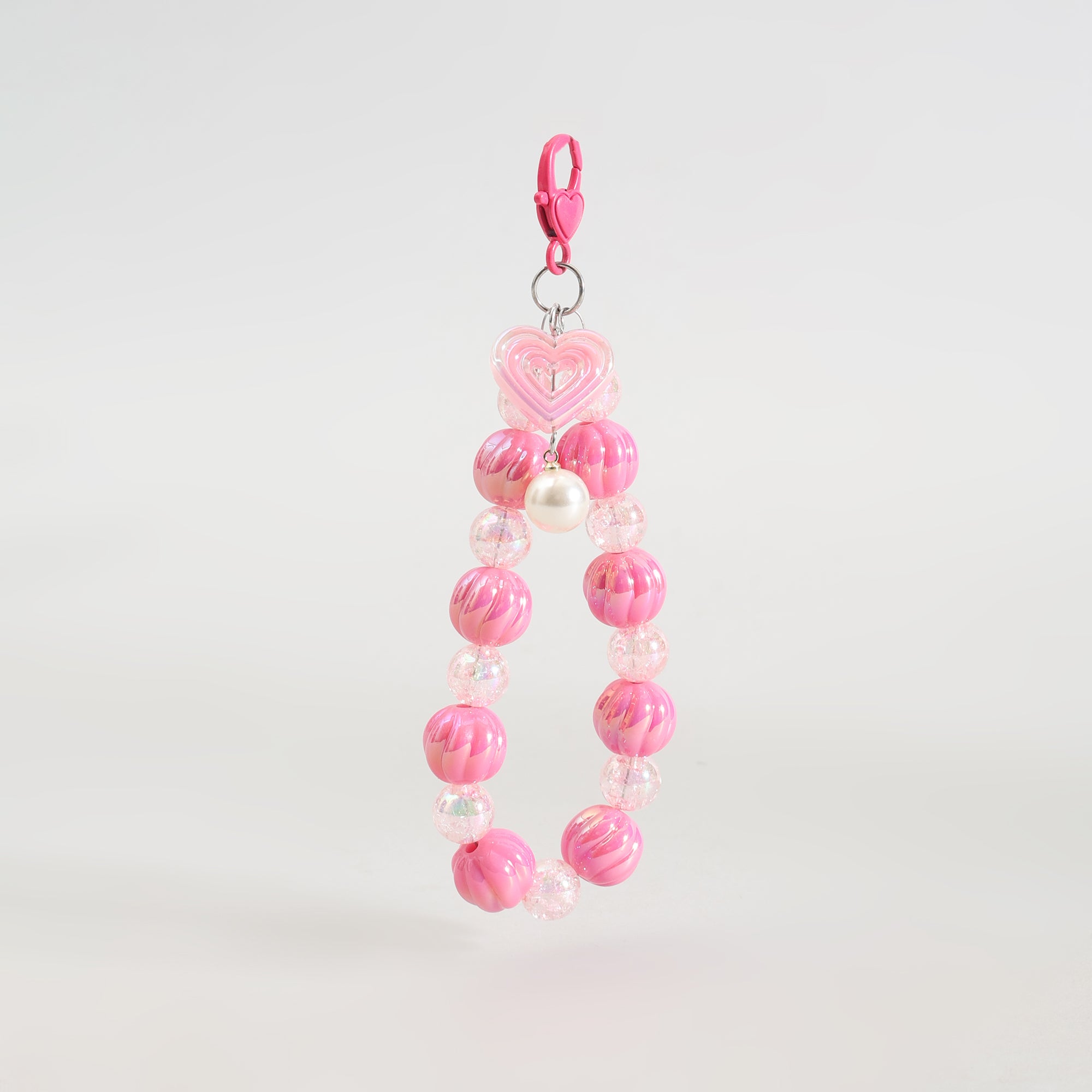 Cute Heart Beaded Phone Charm Wrist Strap- Assorted Colours