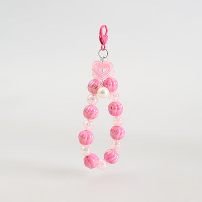Cute Heart Beaded Phone Charm Wrist Strap- Assorted Colours