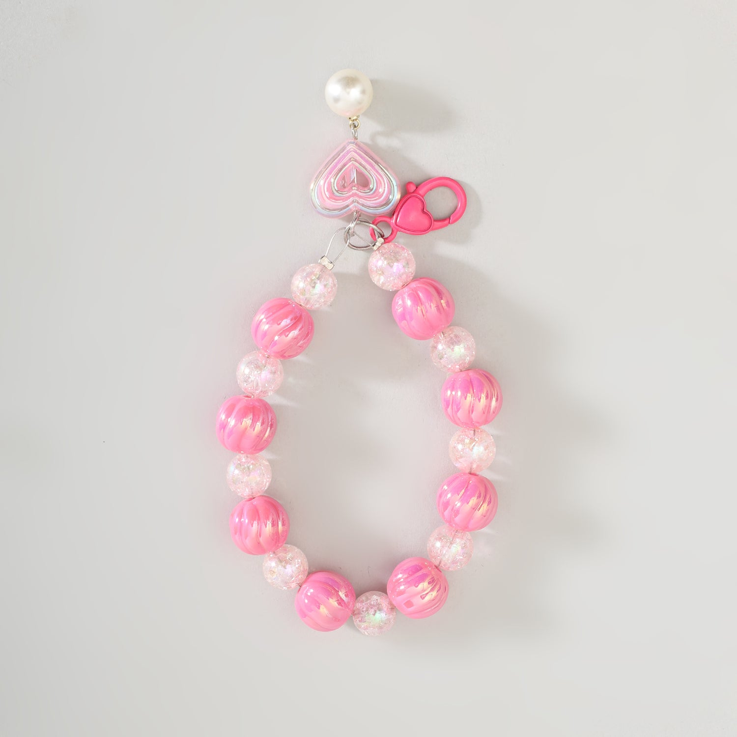 Cute Heart Beaded Phone Charm Wrist Strap- Assorted Colours