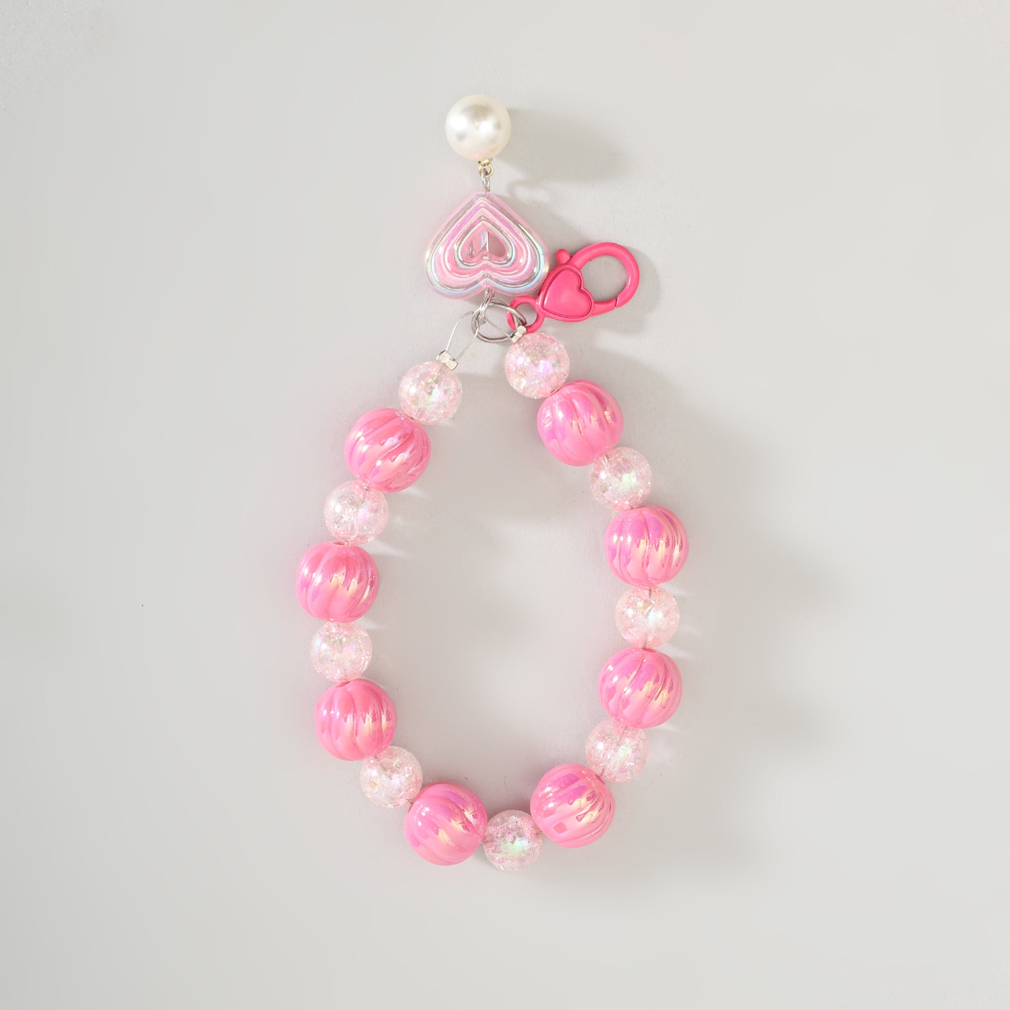 Cute Heart Beaded Phone Charm Wrist Strap- Assorted Colours