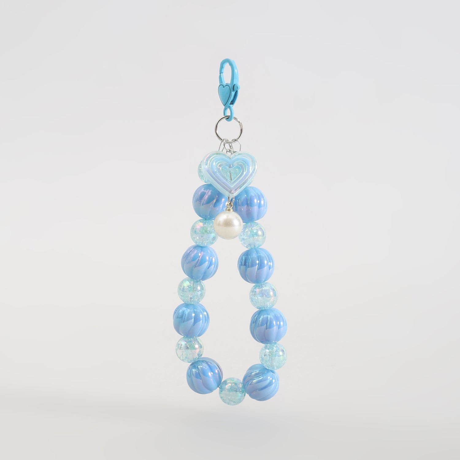 Cute Heart Beaded Phone Charm Wrist Strap- Assorted Colours
