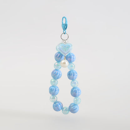 Cute Heart Beaded Phone Charm Wrist Strap- Assorted Colours