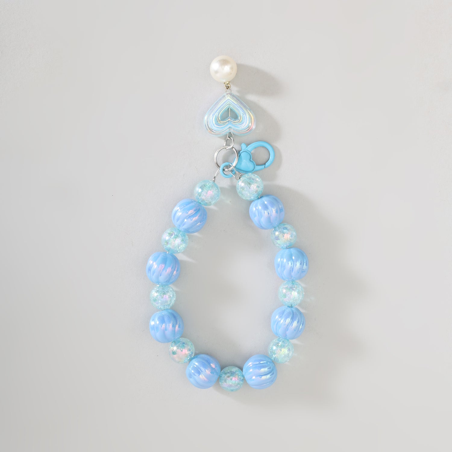 Cute Heart Beaded Phone Charm Wrist Strap- Assorted Colours