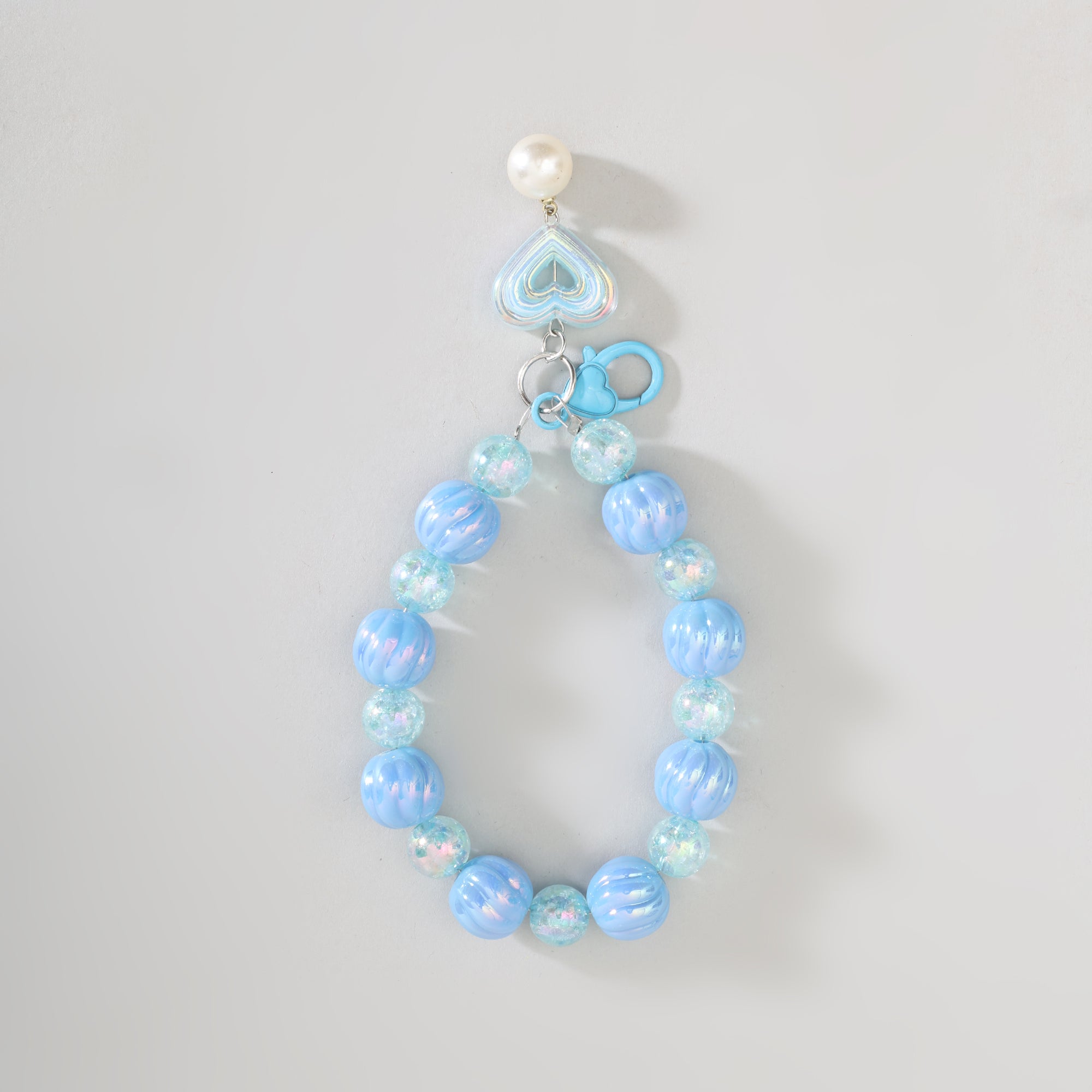 Cute Heart Beaded Phone Charm Wrist Strap- Assorted Colours