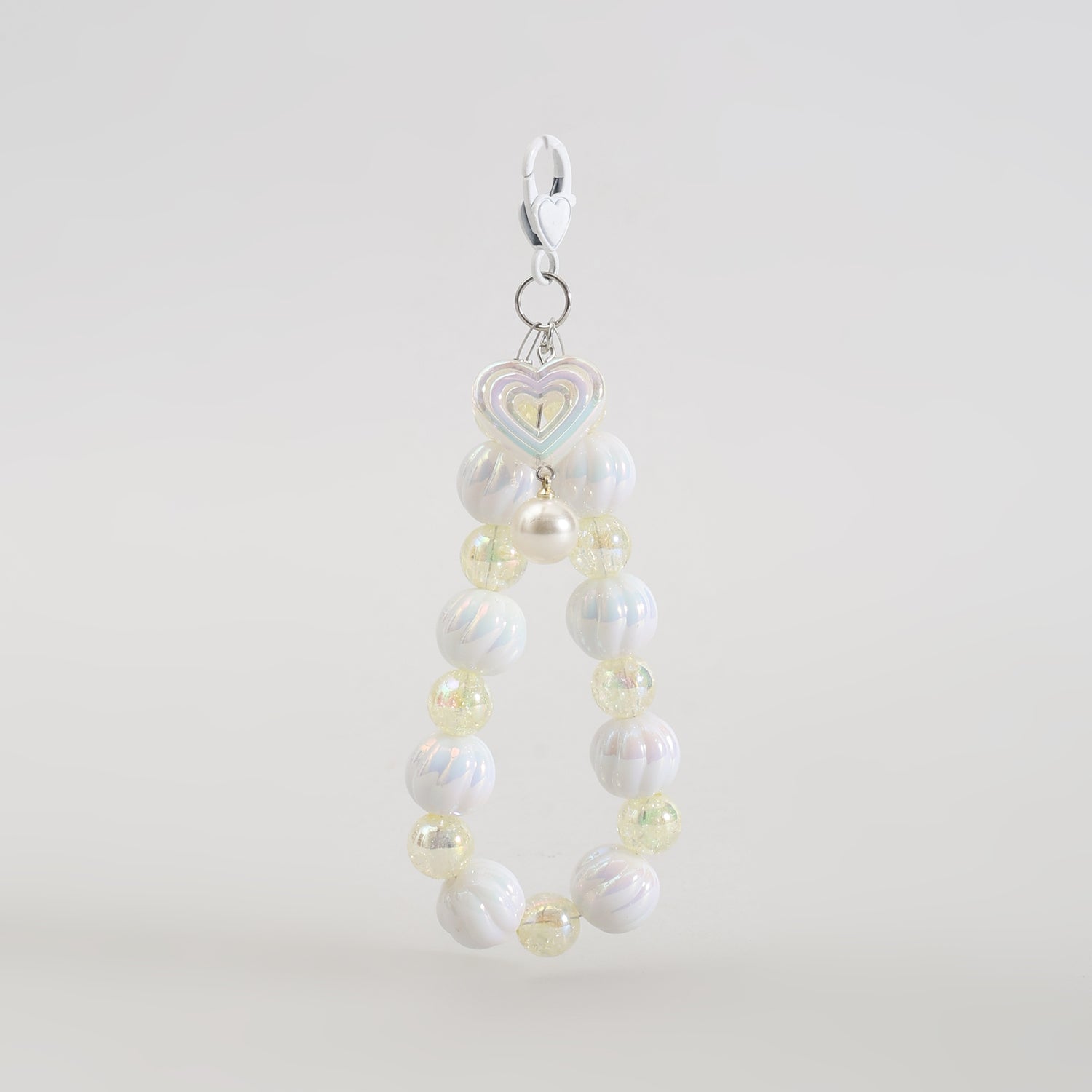 Cute Heart Beaded Phone Charm Wrist Strap- Assorted Colours