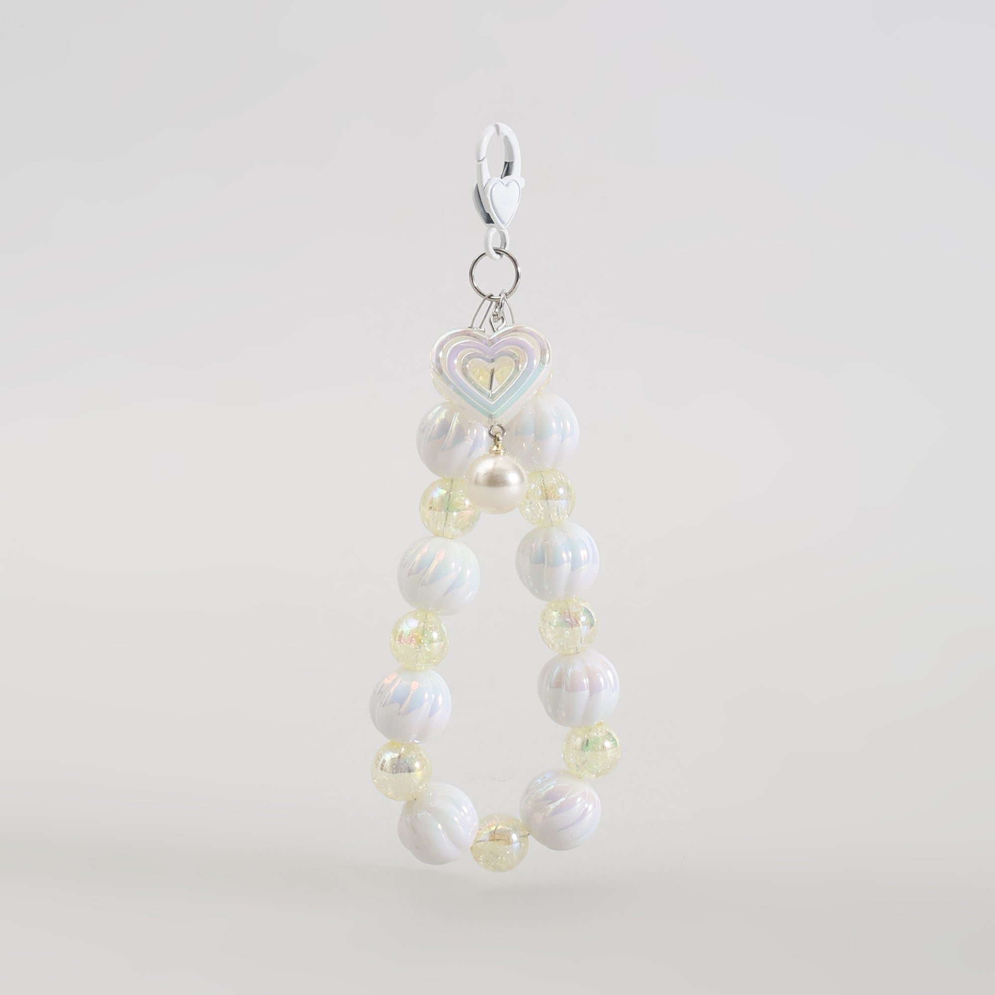 Cute Heart Beaded Phone Charm Wrist Strap- Assorted Colours