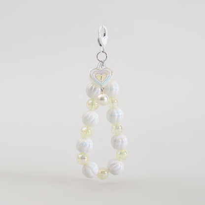 Cute Heart Beaded Phone Charm Wrist Strap- Assorted Colours