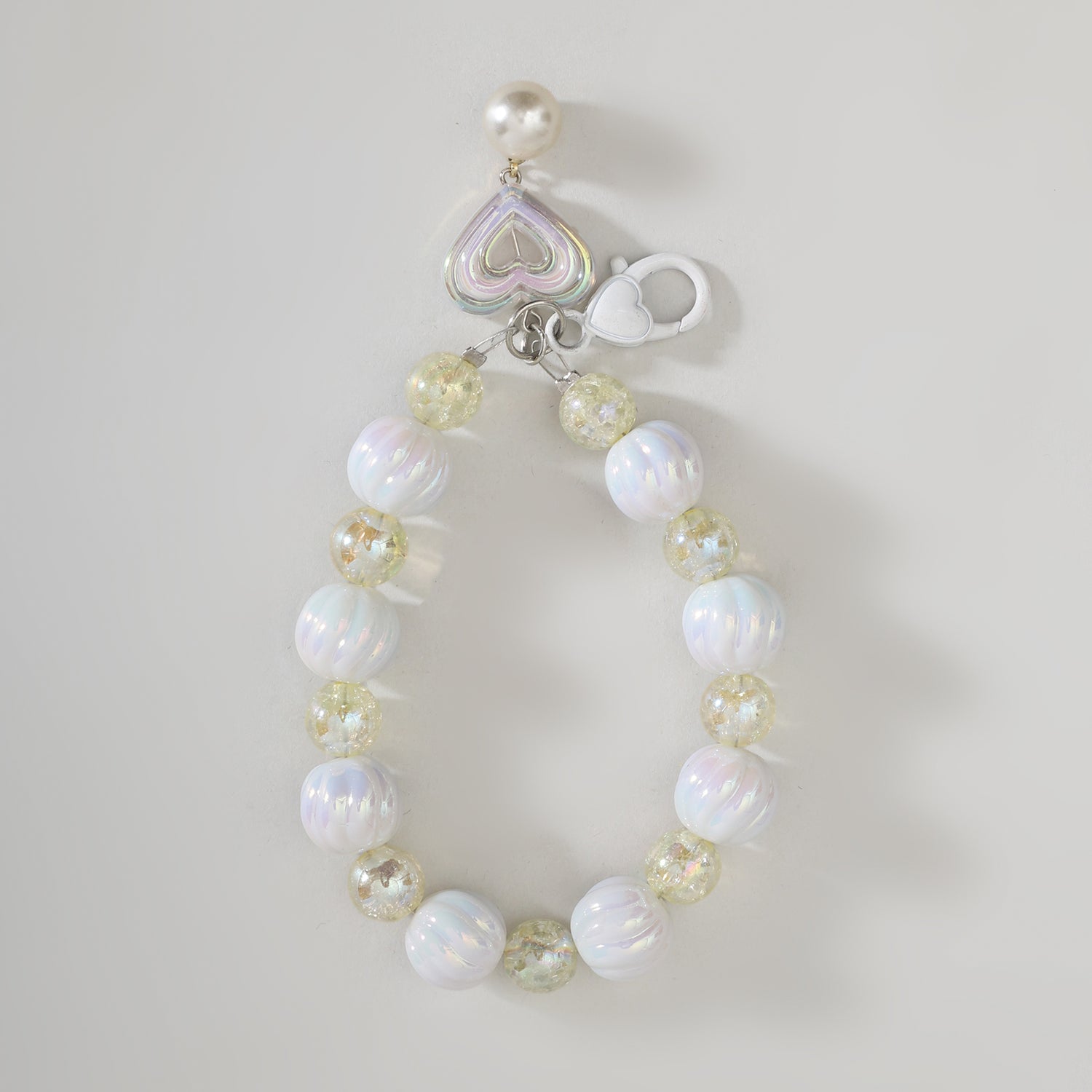 Cute Heart Beaded Phone Charm Wrist Strap- Assorted Colours