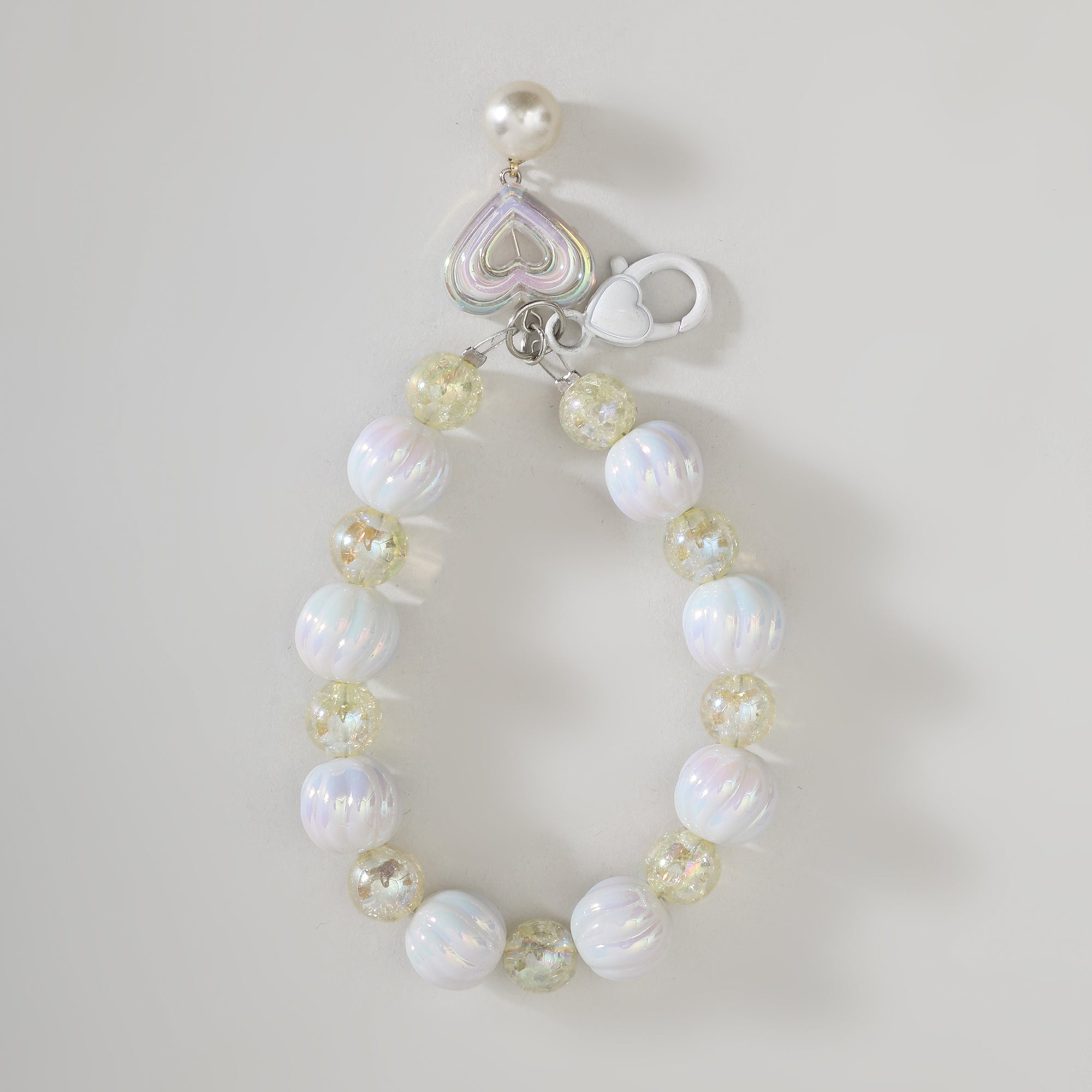 Cute Heart Beaded Phone Charm Wrist Strap- Assorted Colours