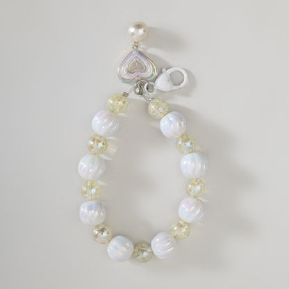 Cute Heart Beaded Phone Charm Wrist Strap- Assorted Colours