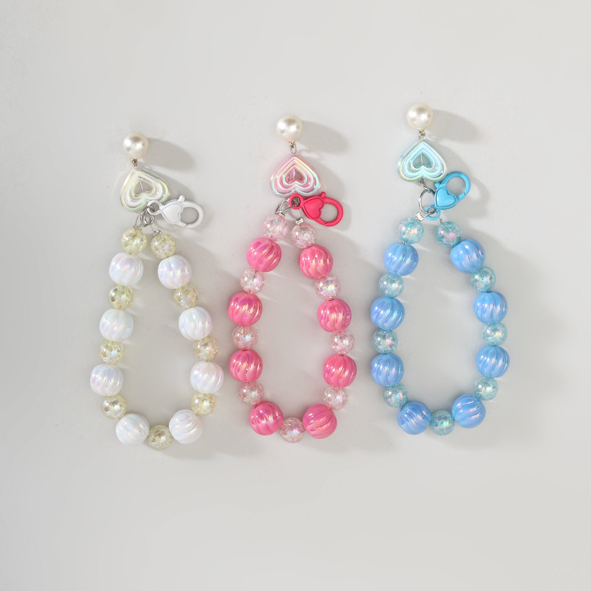 Cute Heart Beaded Phone Charm Wrist Strap- Assorted Colours